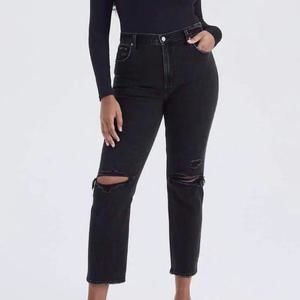 Abercrombie and Fitch black the ankle straight high rise distressed jeans